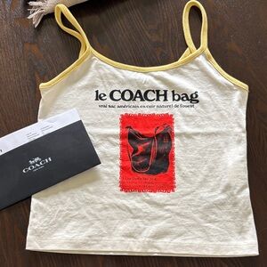 Coach Cream and Yellow Graphic Tank Top
